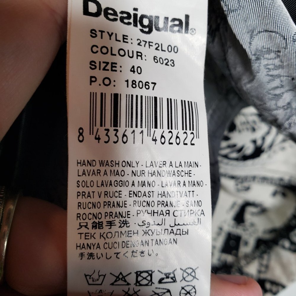 Desigual Great‎ Moments Skirt 40 M/8 Black Ivory Jacquard Textured Boho Artsy - Picture 9 of 9